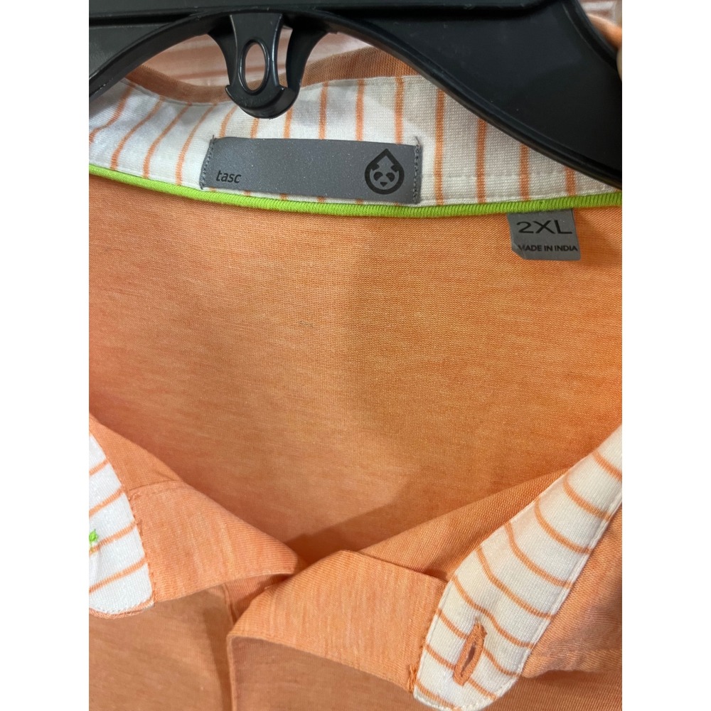 Tasc Performance Mens 2XL Orange Heathered Bamboo Blend Short Sleeve Polo Shirt - Picture 2 of 4